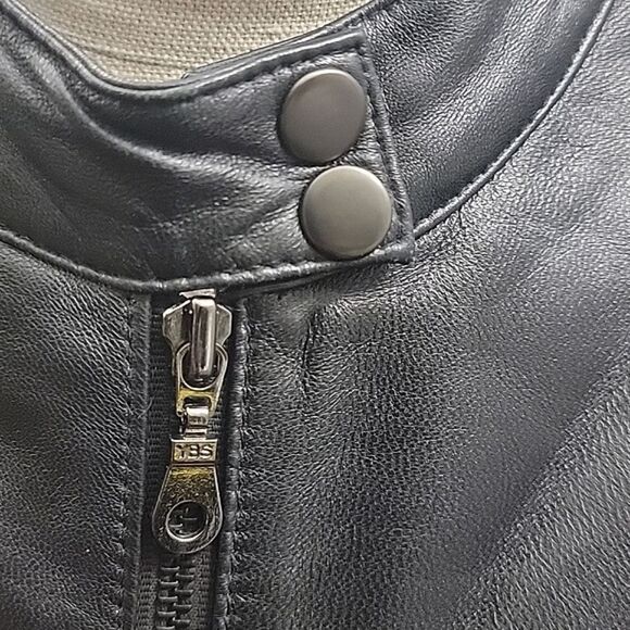 Wilson's Pelle Studio Black Soft Leather Moto Jacket Zip-Up Women's SZ L - Picture 5 of 10